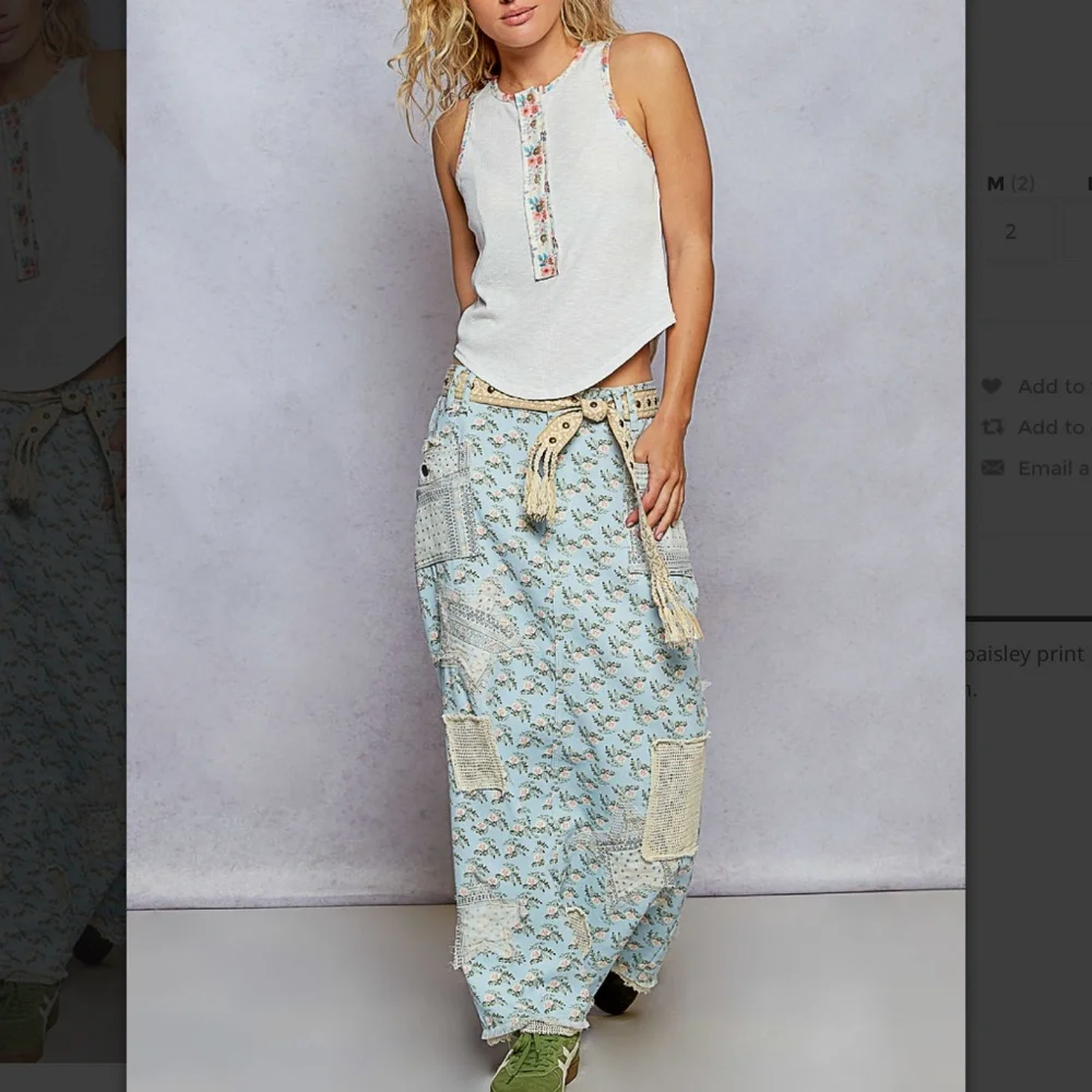 POL “ Dayna “ POL Twill Skirt with Crochet Detail